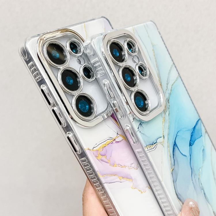 For Samsung Galaxy S25+ 5G Electroplated Marble Texture Phone Case(Blue M11) - Galaxy S25+ 5G Cases by buy2fix | Online Shopping UK | buy2fix