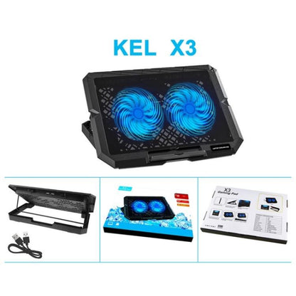 X3 Dual 14cm Fans 7-speed USB Powered Height Adjustable Laptop Cooling Pad - Cooling Pads by buy2fix | Online Shopping UK | buy2fix