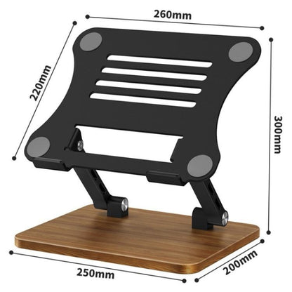 J32 Foldable Wood Base Desktop Metal Phone Holder Adjustable Laptop Stand(Silver) - Laptop Stand by buy2fix | Online Shopping UK | buy2fix