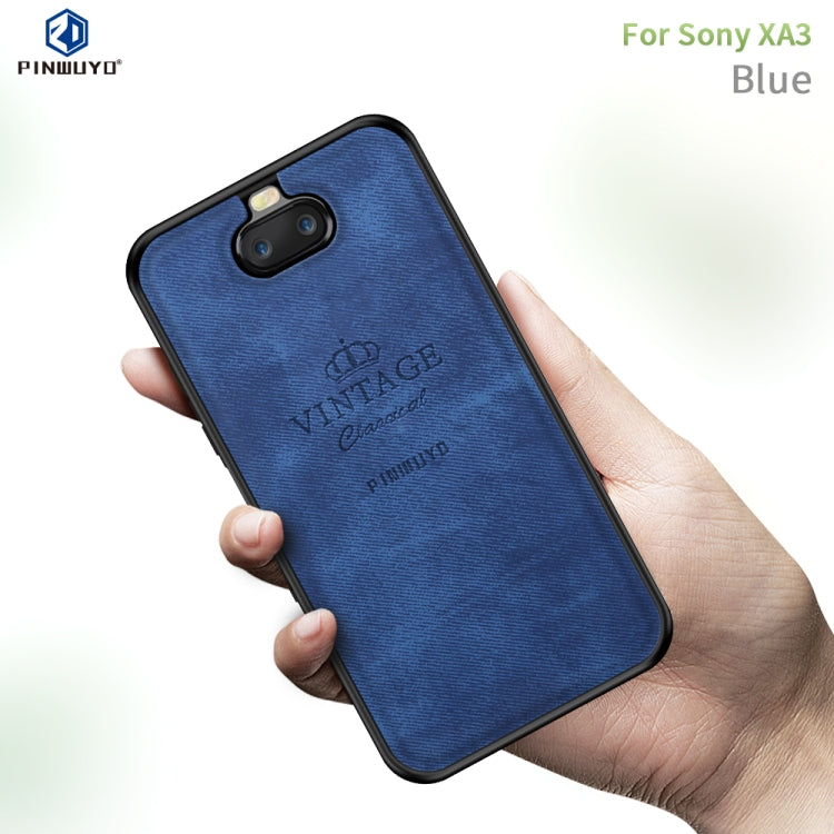 PINWUYO Shockproof Waterproof Full Coverage TPU + PU Cloth+Anti-shock Cotton Protective Case for Sony Xperia 10 / Xperia XA3(Blue) - Sony Cases by 1 | Online Shopping UK | buy2fix