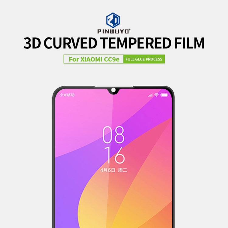 PINWUYO 9H 3D Curved Tempered Glass Film  for Xiaomi Mi CC9e / A3(Black) -  by PINWUYO | Online Shopping UK | buy2fix