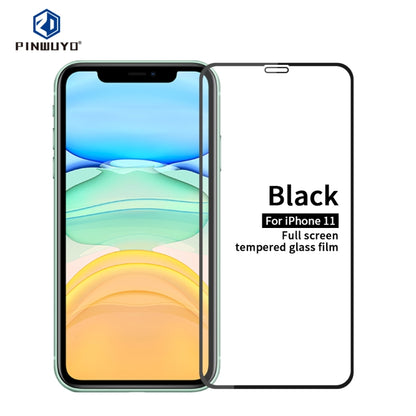 For iPhone 11 PINWUYO 9H 2.5D Full Screen Tempered Glass Film(Black) - iPhone 11 Tempered Glass by PINWUYO | Online Shopping UK | buy2fix