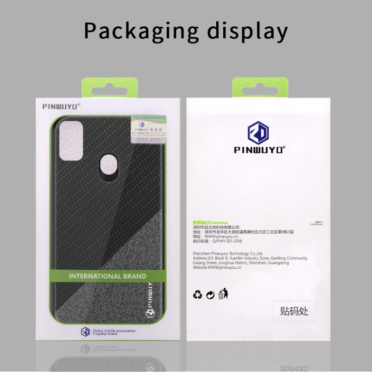 For Galaxy M30S PINWUYO Rong Series  Shockproof PC + TPU+ Chemical Fiber Cloth Protective Cover(Black) - Galaxy Phone Cases by PINWUYO | Online Shopping UK | buy2fix