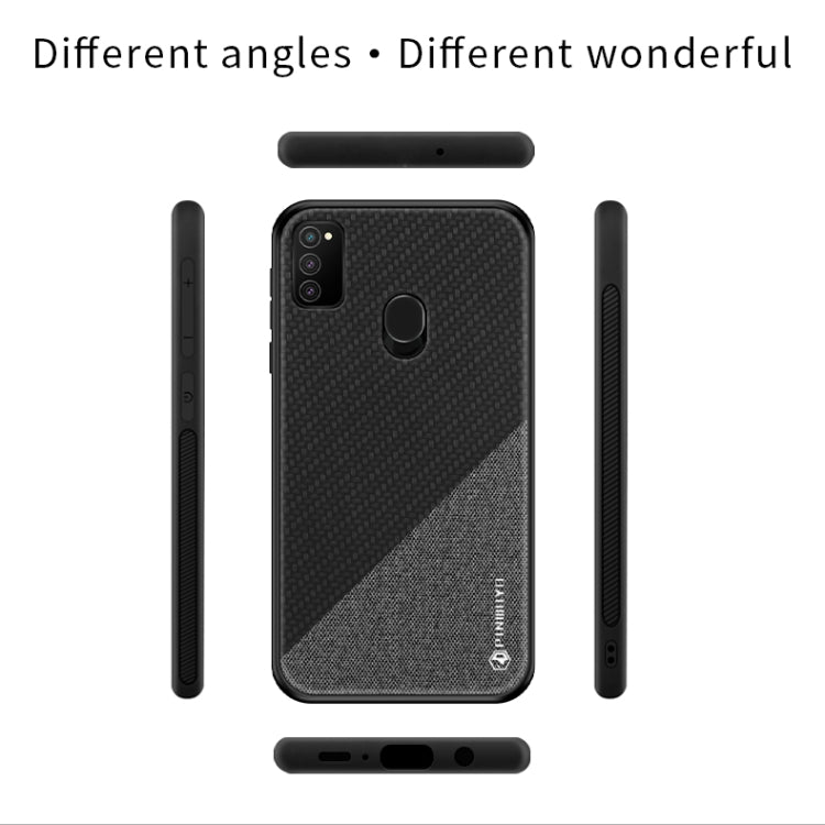 For Galaxy M30S PINWUYO Rong Series  Shockproof PC + TPU+ Chemical Fiber Cloth Protective Cover(Black) - Galaxy Phone Cases by PINWUYO | Online Shopping UK | buy2fix