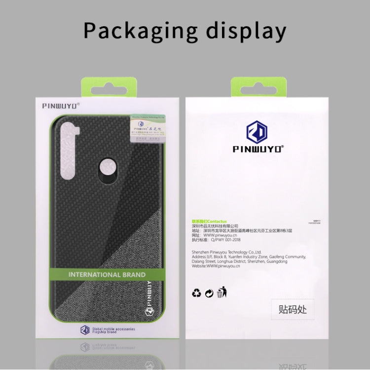 For Xiaomi RedMi Note 8 PINWUYO Rong Series  Shockproof PC + TPU+ Chemical Fiber Cloth Protective Cover(Black) - Xiaomi Cases by buy2fix | Online Shopping UK | buy2fix