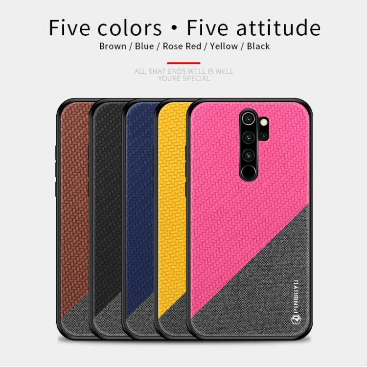 For Xiaomi RedMi Note 8 Pro PINWUYO Rong Series  Shockproof PC + TPU+ Chemical Fiber Cloth Protective Cover(Yellow) - Xiaomi Cases by buy2fix | Online Shopping UK | buy2fix