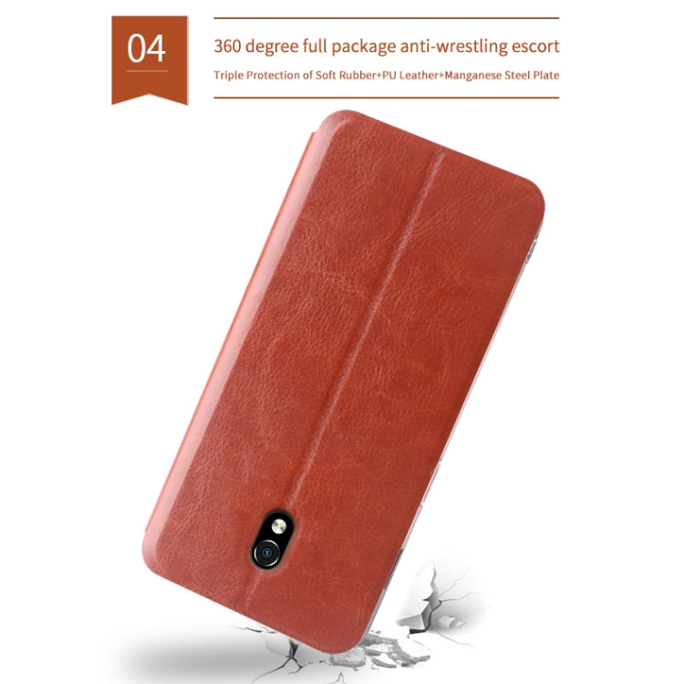 For Xiaomi RedMi 8A MOFI Rui Series Classical Leather Flip Leather Case With Bracket Embedded Steel Plate All-inclusive(Brown) - Xiaomi Cases by MOFI | Online Shopping UK | buy2fix