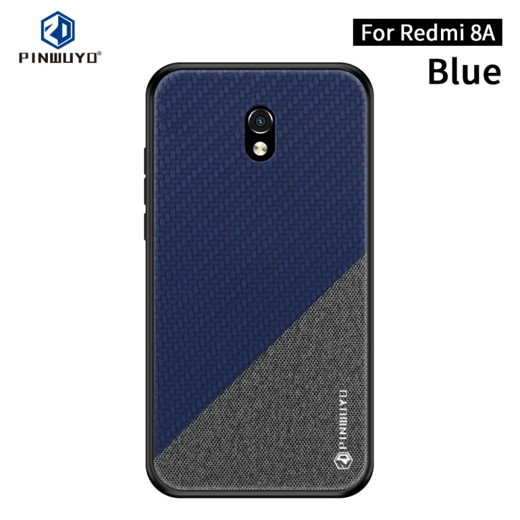 For Xiaomi RedMi 8A PINWUYO Rong Series  Shockproof PC + TPU+ Chemical Fiber Cloth Protective Cover(Blue) - Xiaomi Cases by PINWUYO | Online Shopping UK | buy2fix