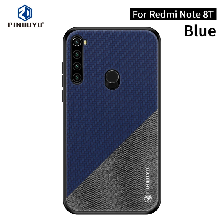 For Xiaomi RedMi Note8T PINWUYO Rong Series  Shockproof PC + TPU+ Chemical Fiber Cloth Protective Cover(Blue) - Xiaomi Cases by PINWUYO | Online Shopping UK | buy2fix