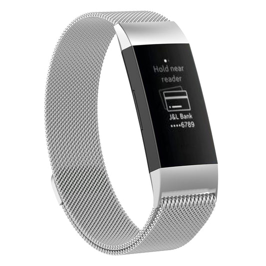 Stainless Steel Magnet Watch Band for FITBIT Charge 4 / 3 ，Small Size: 190x18mm(Silver) - Watch Bands by buy2fix | Online Shopping UK | buy2fix