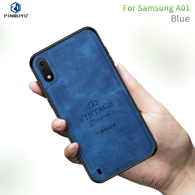 For Galaxy A01 PINWUYO Zun Series PC + TPU + Skin Waterproof And Anti-fall All-inclusive Protective Shell(Blue) - Galaxy Phone Cases by PINWUYO | Online Shopping UK | buy2fix