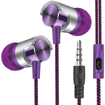 Metal Wired Earphone Super Bass Sound Headphones In-Ear Sport Headset with Mic for Xiaomi Samsung Huawei(Purple) - In Ear Wired Earphone by buy2fix | Online Shopping UK | buy2fix