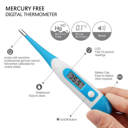 2 PCS LCD Electronic Digital Baby Thermometer Waterproof Soft Tip Medicine Home Thermometer, Random Color Delivery - Digital Thermometer by buy2fix | Online Shopping UK | buy2fix