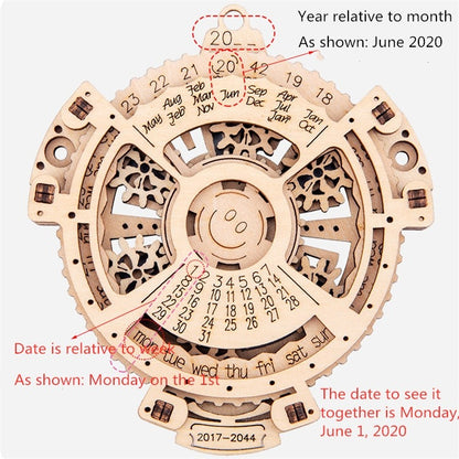 Children Wooden Mechanical Gear Perpetual Calendar 3D Puzzle Model DIY Assembled Toys - DIY Developmental Toys by buy2fix | Online Shopping UK | buy2fix