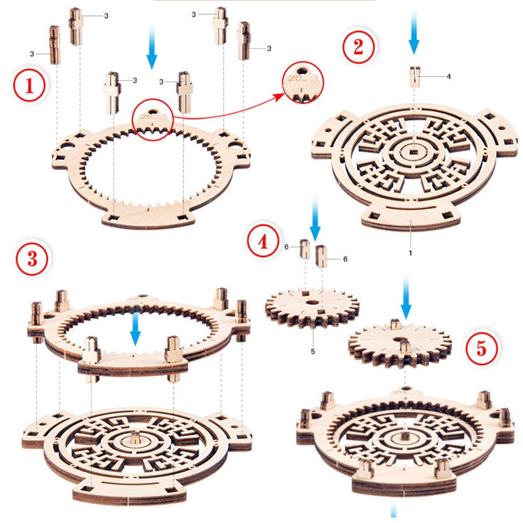 Children Wooden Mechanical Gear Perpetual Calendar 3D Puzzle Model DIY Assembled Toys - DIY Developmental Toys by buy2fix | Online Shopping UK | buy2fix