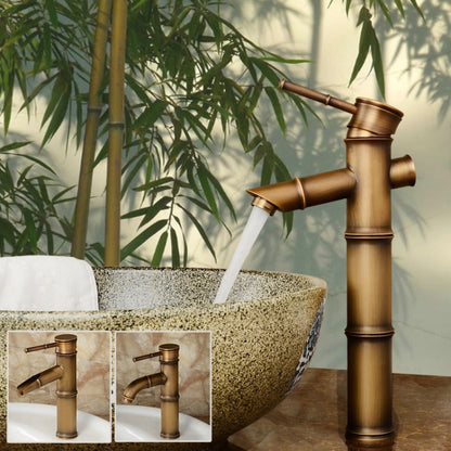Antique Retro Hot Cold Water Bathroom Counter Basin Bamboo Waterfall Basin Copper Faucet, Specifications:Breaking 2 Knots - Faucets & Accessories by buy2fix | Online Shopping UK | buy2fix