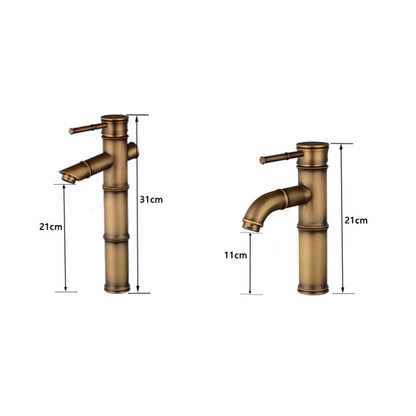 Antique Retro Hot Cold Water Bathroom Counter Basin Bamboo Waterfall Basin Copper Faucet, Specifications:Elbow 3 Knots - Faucets & Accessories by buy2fix | Online Shopping UK | buy2fix