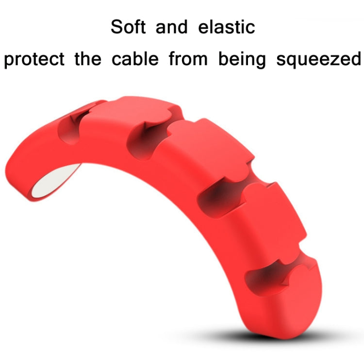 5 PCS 4 Holes Bear Silicone Desktop Data Cable Organizing And Fixing Device(Red) - Cable Organizer by buy2fix | Online Shopping UK | buy2fix