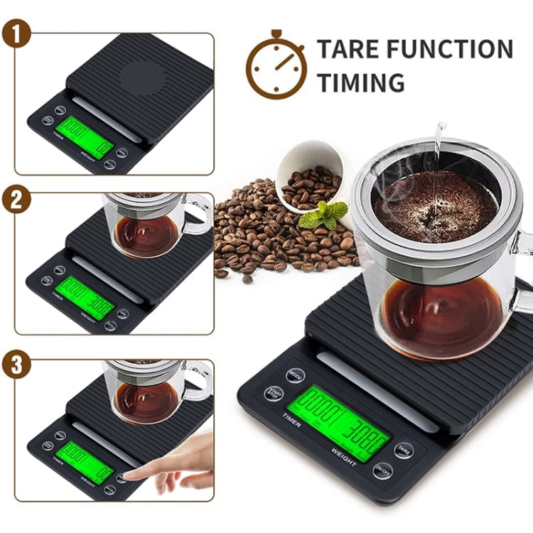 Hand Punch Coffee Scales Timing Electronic Timer Scale Kitchen Scales, Model:3kg/0.1g(Black) - Kitchen Scales by buy2fix | Online Shopping UK | buy2fix