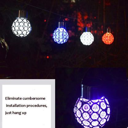 2 PCS Solar Hollow Ball Pendent Lamp Decorative Garden Light(Colorful Light) - Solar Lights by buy2fix | Online Shopping UK | buy2fix