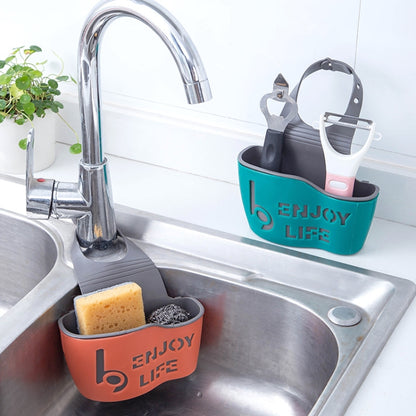 Kitchen Sink Non-perforated Drain Basket Hanging Bag Faucet Sponge Rack(Yellow) - Shelf by buy2fix | Online Shopping UK | buy2fix