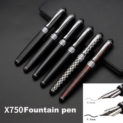 X750 Stationery Stainless Steel Fountain Pen Medium Nib Ink Pens School Oiifice Gift, Nib Size:0.5mm(Matte Black) - Fountain Pens by buy2fix | Online Shopping UK | buy2fix