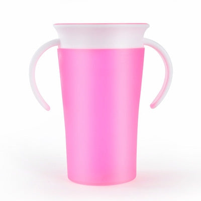 360 Degrees Rotated Baby Learning Drinking Cup With Double Handle Flip(Pink) - Cups & Silicone Nipple by buy2fix | Online Shopping UK | buy2fix