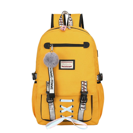 Sports and Leisure USB Charging Anti-Theft Backpack(Yellow) - Double-shoulder Bags by buy2fix | Online Shopping UK | buy2fix