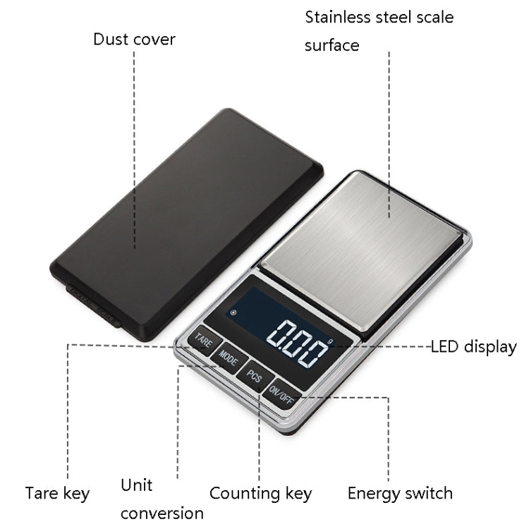 Kitchen Stainless Steel Mini Portable Scale High Precision Jewelry Scale Electronic Scale, Specification: 100g/0.01g - Jewelry Scales by buy2fix | Online Shopping UK | buy2fix