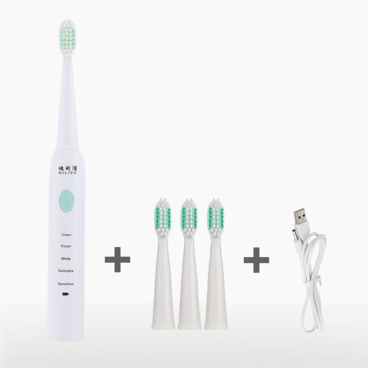 DELIPU Electric Toothbrush Rechargeable Sonic 5-Speed Adjustment Children Adult Household Waterproof Soft Hair Whitening Toothbrush USB Charging Cable (White) - Toothbrushes by buy2fix | Online Shopping UK | buy2fix