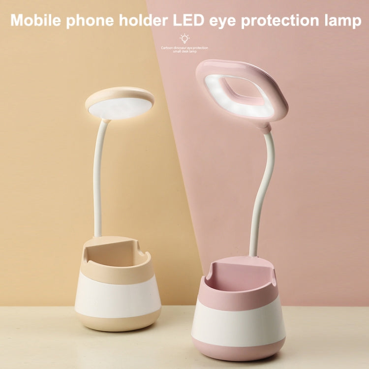 USB Charging LED Desk Light Eye Protection Lamp with Pen Holder and Phone Holder(CS276-1 Yellow) - Desk Lamps by buy2fix | Online Shopping UK | buy2fix