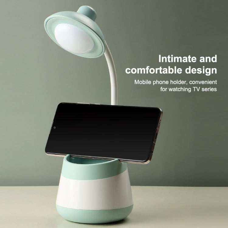 USB Charging LED Desk Light Eye Protection Lamp with Pen Holder and Phone Holder(CS276-3  Blue) - Desk Lamps by buy2fix | Online Shopping UK | buy2fix