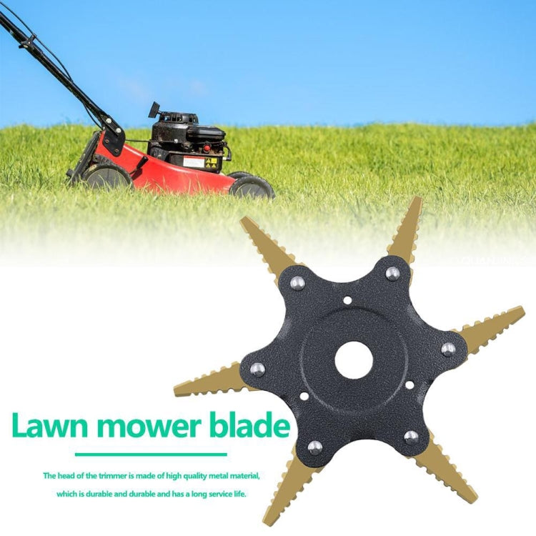 Toothed Mower Blade Six-Leaf Cyclone Blade Agricultural Weeder Parts(Golden Blade Bagged Red) - Lawn Mower, Saws & Accessories by buy2fix | Online Shopping UK | buy2fix