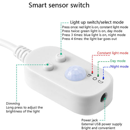 LED Light Strip USB Human Intelligent Induction Waterproof Light Strip 2835 Patch Cabinet Wardrobe Soft Light Strip 3m(6500K Cold White) - Sensor LED Lights by buy2fix | Online Shopping UK | buy2fix