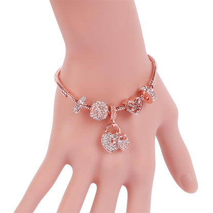 SL124 20cm Women Rose Gold Beaded Bracelet - Bracelets by buy2fix | Online Shopping UK | buy2fix