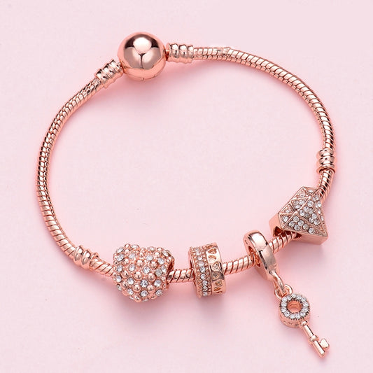 SL133 19cm Women Rose Gold Beaded Bracelet - Bracelets by buy2fix | Online Shopping UK | buy2fix