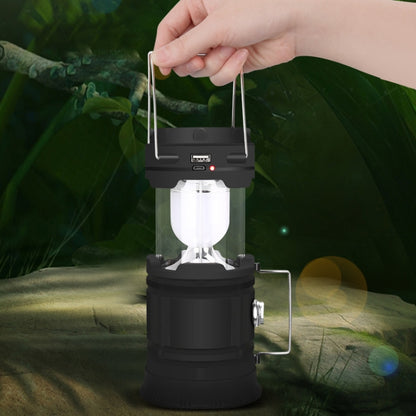 5803 Solar Camping Lamp Outdoor LED Emergency Portable Light Support USB Output(Black) - Camping Lighting by buy2fix | Online Shopping UK | buy2fix