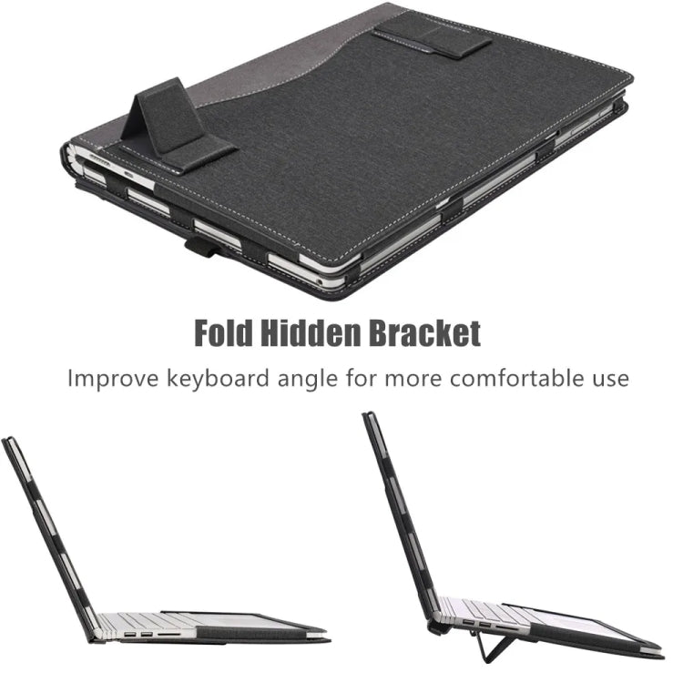 For Samsung Galaxy Book 4 360 15.6 inch Leather Laptop Anti-Fall Protective Case With Stand(Black) - 15 inch by buy2fix | Online Shopping UK | buy2fix
