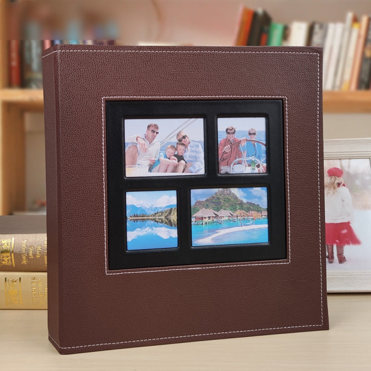 6 Inch 600 Sheets Leather Cover Photo Album Family Photo Album Storage Book(Dark Brown) - Photo Albums & Photo Frames by buy2fix | Online Shopping UK | buy2fix