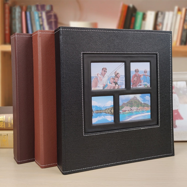 6 Inch 600 Sheets Leather Cover Photo Album Family Photo Album Storage Book(Dark Brown) - Photo Albums & Photo Frames by buy2fix | Online Shopping UK | buy2fix