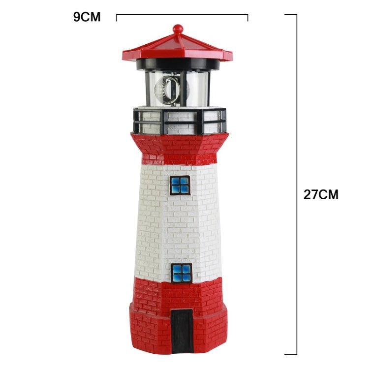 Outdoor Garden Decoration Solar Lighthouse Resin LED Revolving Light(Black White) - Solar Lights by buy2fix | Online Shopping UK | buy2fix