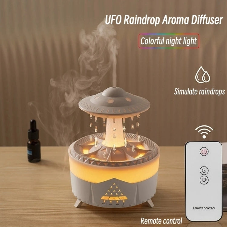 UFO Water Drop Aromatherapy Humidifier Desktop Remote Control Diffuser, Plug: UK Plug(Wood Grain) - Air Purifiers & Accessories by buy2fix | Online Shopping UK | buy2fix