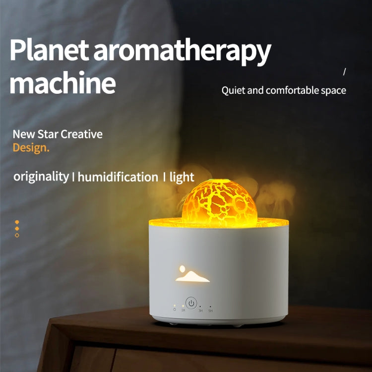 HX-130 Colorful Night Light Planet Desktop Flame Aromatherapy Humidifier, Spec: US Plug(White) - Air Purifiers & Accessories by buy2fix | Online Shopping UK | buy2fix