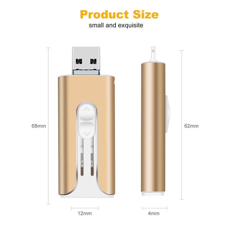 64GB Micro USB + 8 Pin + USB 2.0 3 in 1 Mobile Phone Computer U-Disk(Rose Gold) - U Disk & Card Reader by buy2fix | Online Shopping UK | buy2fix