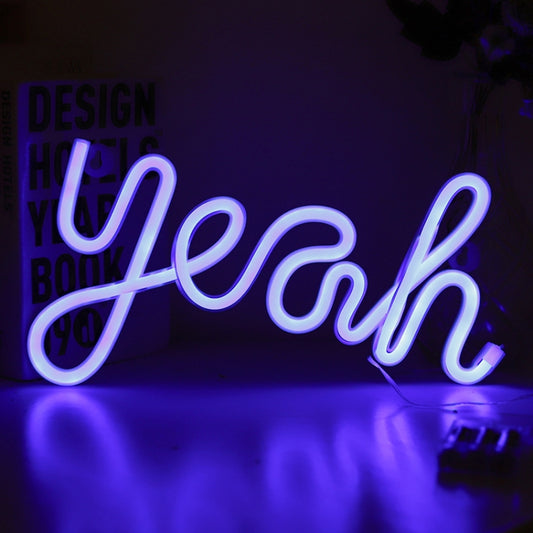 LED Yeah Neon Lights Bedroom Decoration Night Light(Blue Light) - Holiday Lights by buy2fix | Online Shopping UK | buy2fix