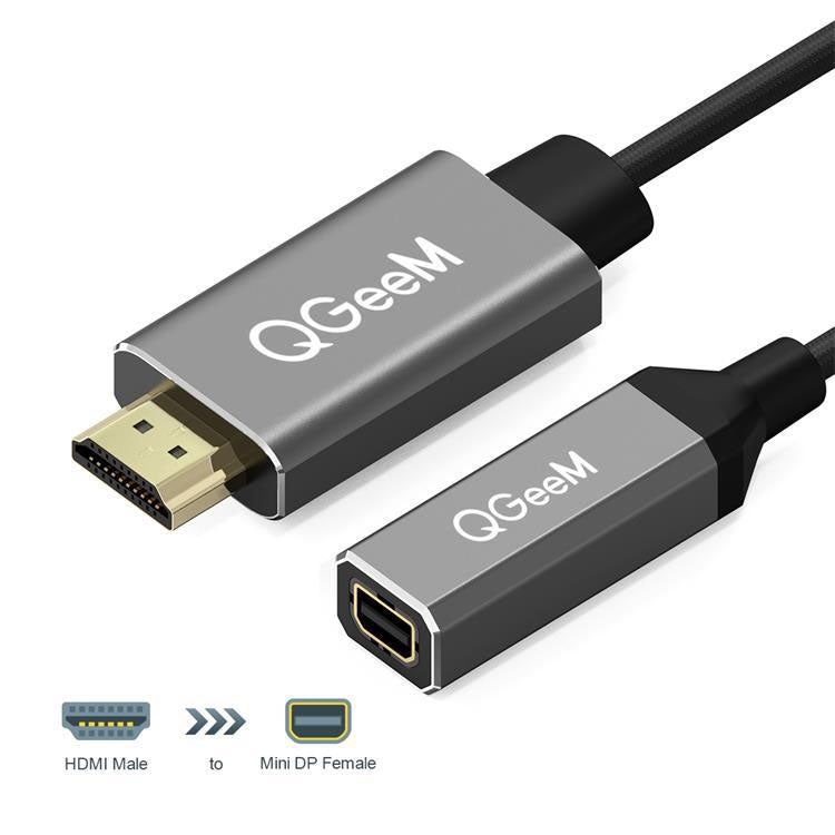 QGeeM QG-HD02 HDMI Single to Mini DP Converter(Silver Gray) - Cable by QGeeM | Online Shopping UK | buy2fix