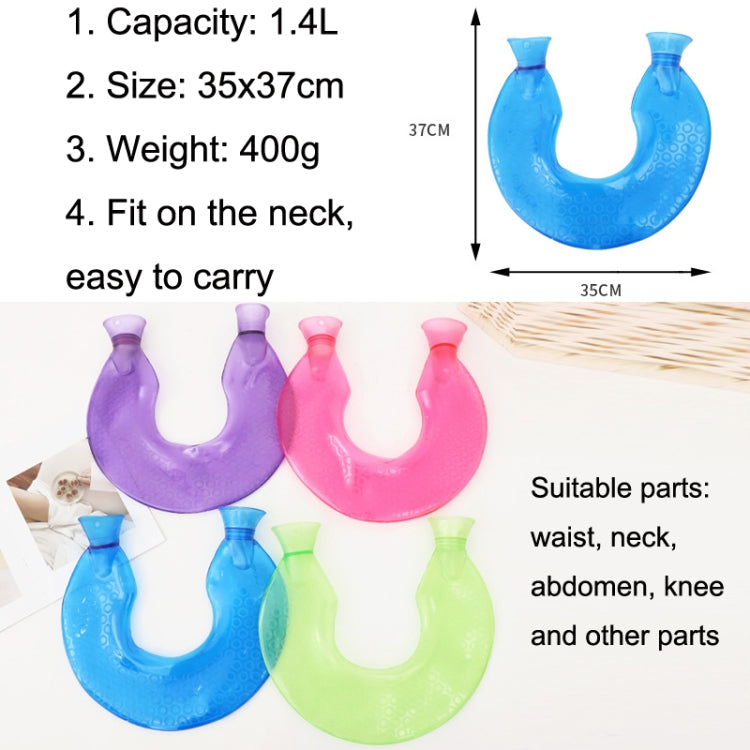 U-shaped PVC Hot Compress Shoulder And Neck Explosion-proof Water Injection Hot Water Bag(Blue + Gray Crystal) - Hot Water Bags by buy2fix | Online Shopping UK | buy2fix