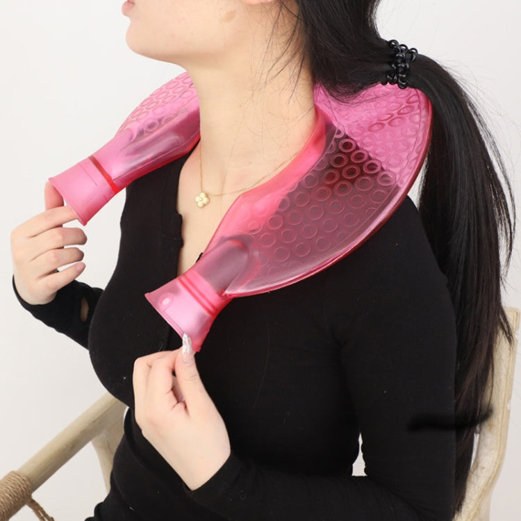 U-shaped PVC Hot Compress Shoulder And Neck Explosion-proof Water Injection Hot Water Bag(Rose Red + Red Love Knitted) - Hot Water Bags by buy2fix | Online Shopping UK | buy2fix