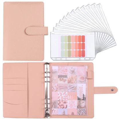 A5 Macaron Notebook PU Loose-leaf Cash Budget Handbook(Pink) - Notebooks by buy2fix | Online Shopping UK | buy2fix