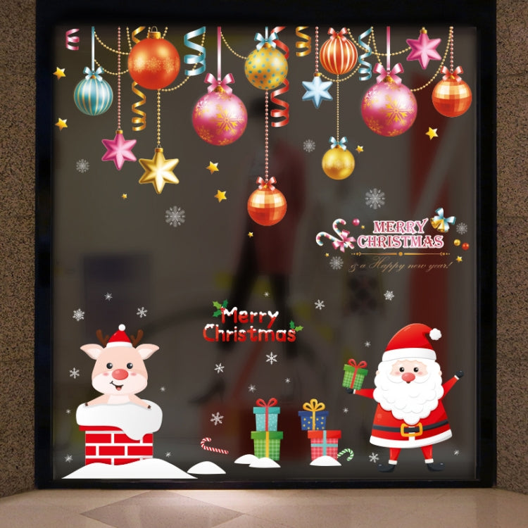 Santa Claus Hanging Stickers Shop Window Glass Door Living Room Wall Stickers(6307) - Christmas Stickers by buy2fix | Online Shopping UK | buy2fix